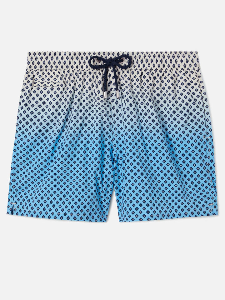 Lighting Micro swim shorts with geometric print on shaded background