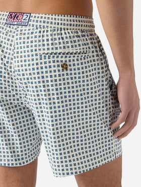 Short de bain Lighting Micro blanc avec imprimé géométrique all-over 