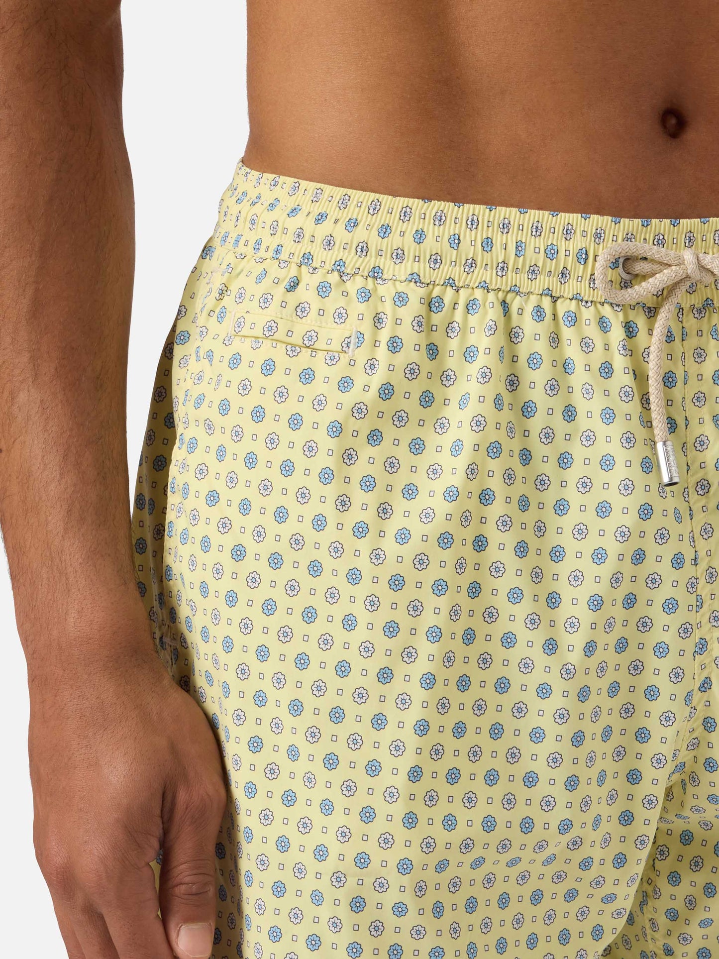 Yellow Lighting Micro swim shorts with all-over geometric print