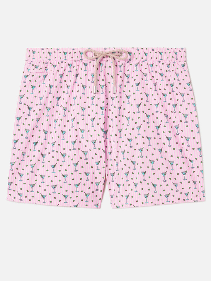 Pink Lighting Micro swim shorts with all-over cocktail print