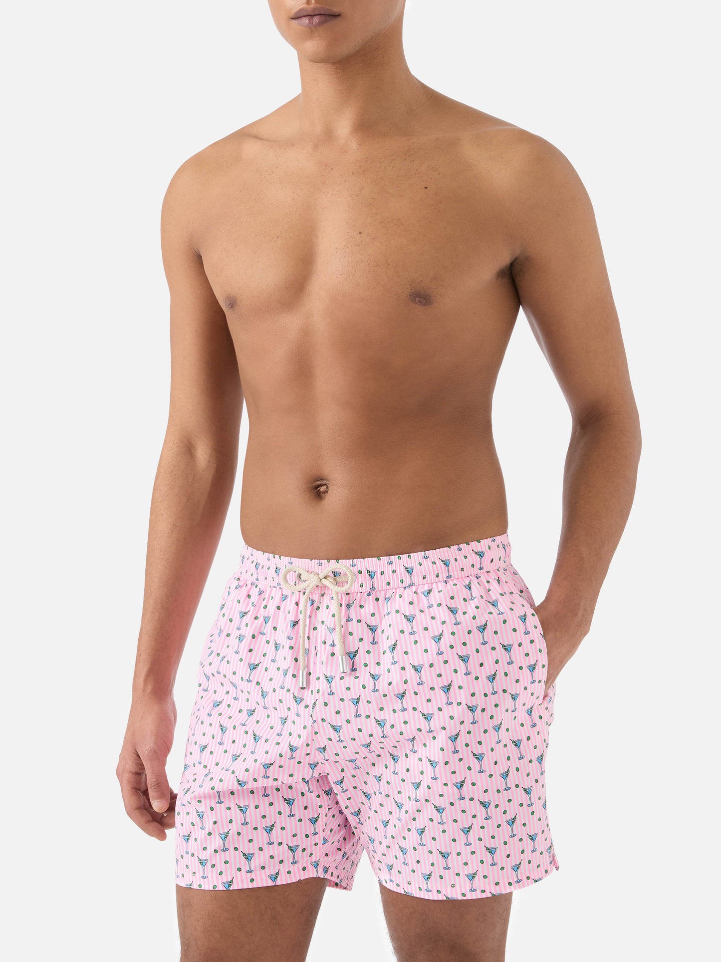 Pink Lighting Micro swim shorts with all-over cocktail print