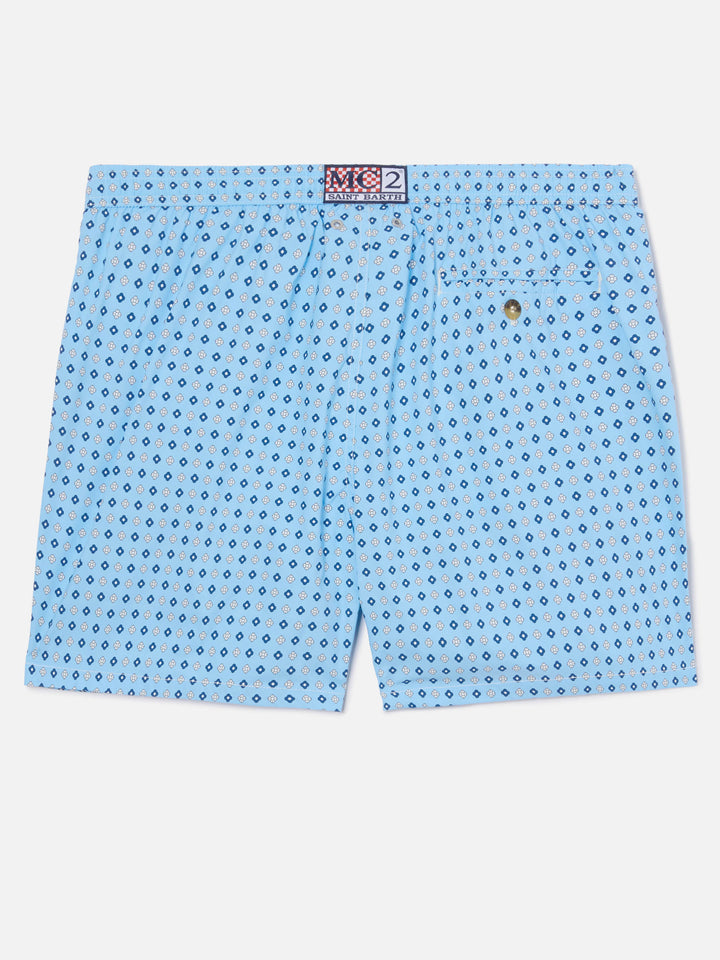 Light blue Lighting Micro swim shorts with all-over geometric print