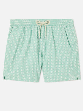 Green Lighting Micro swim shorts with all-over palm print