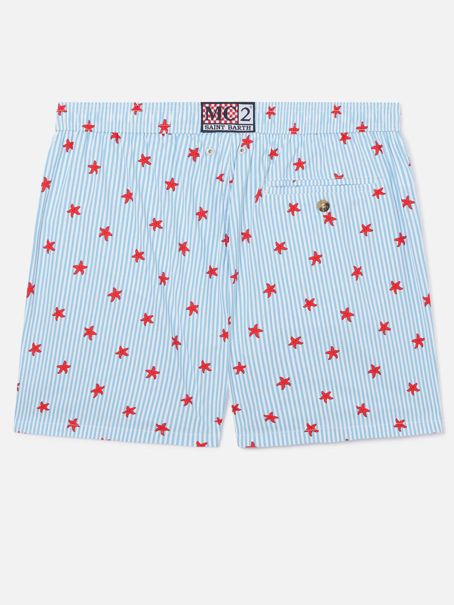 Short de bain Light blue Lighting Micro Stretch avec imprimé all-over Starfish Stripes 