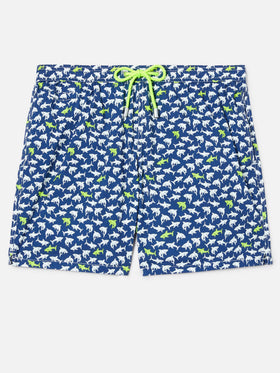 Navy blue Lighting Micro swim shorts with all-over shark print