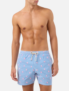 Navy Lighting Micro swim shorts with all-over elephant print