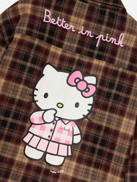 Chemise en flanelle Lully marron avec broderie au dos Hello Kitty | Special edition 