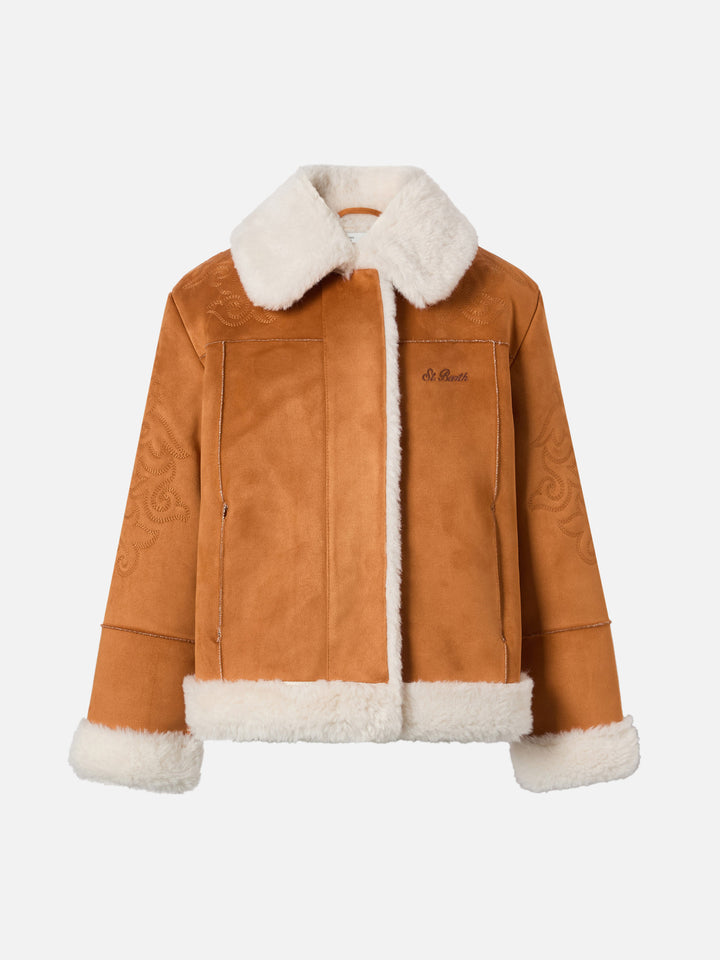 Giacca Lorayne Jr in eco montone con ricamo texano