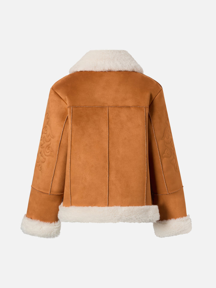 Giacca Lorayne Jr in eco montone con ricamo texano