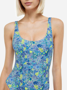 Lora scoopback one piece swimsuit with Margaret Annie print | MADE WITH LIBERTY FABRIC - MC2 Saint Barth