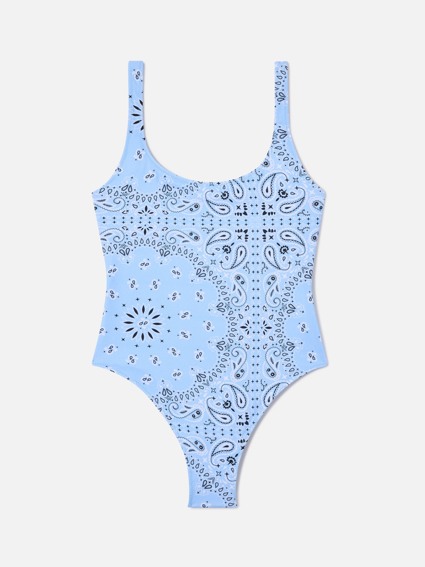 Lora Badeanzug mit hellblauem Bandana-Allover-Print 