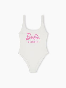 Woman scoopback one piece swimsuit Lora with Barbie logo | BARBIE SPECIAL EDITION - MC2 Saint Barth