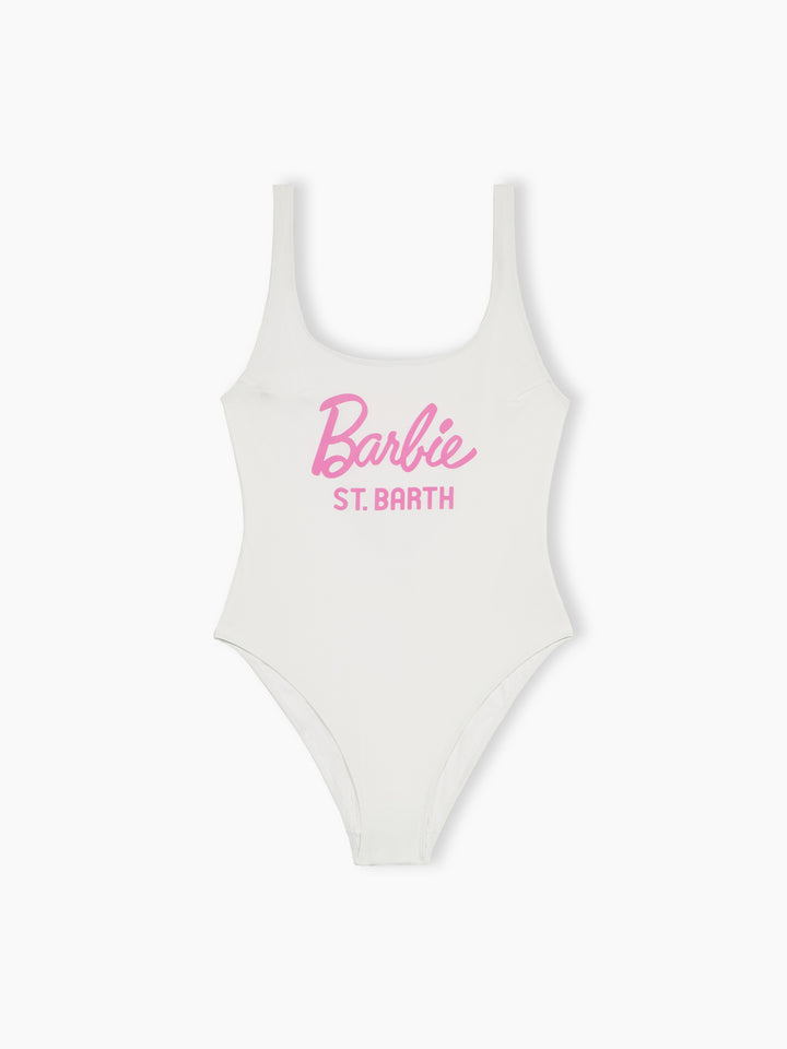 Woman scoopback one piece swimsuit Lora with Barbie logo | BARBIE SPECIAL EDITION - MC2 Saint Barth