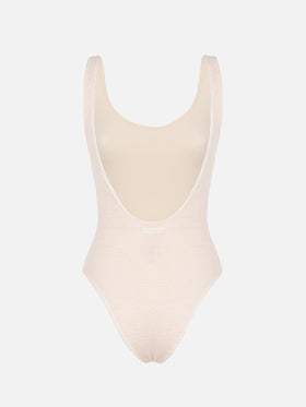 Costume intero da donna beige crinkle Lora