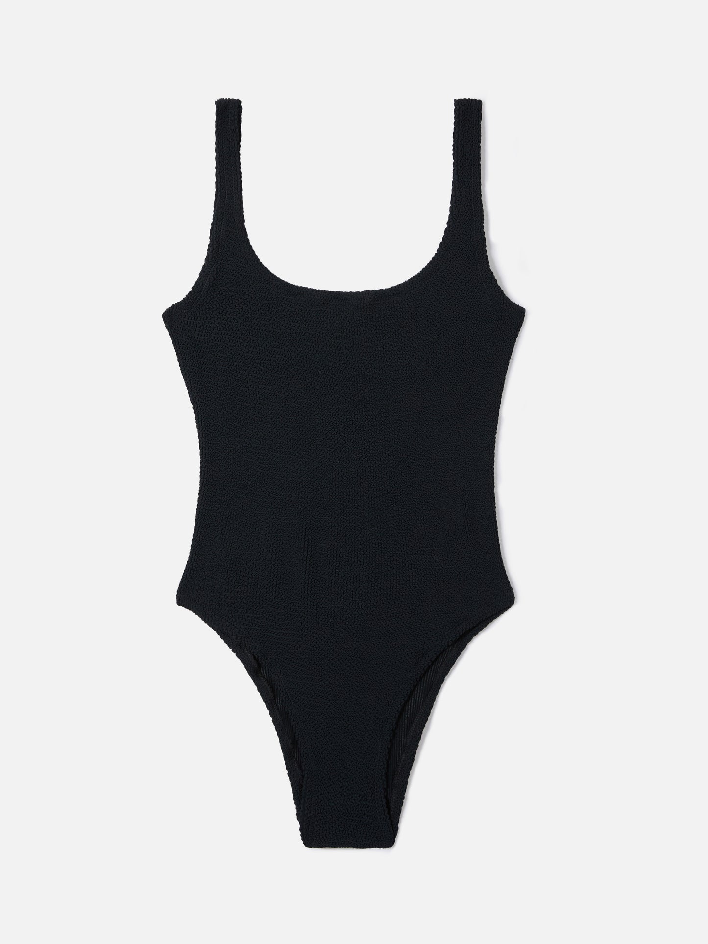 Bañador entero Lora en tejido crinkle negro 