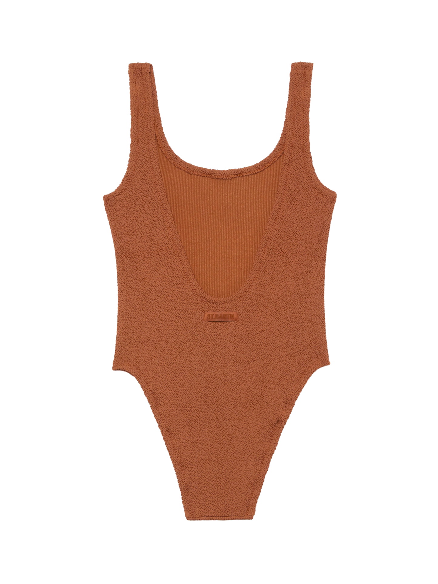 Lora camel brown crinkle one-piece swimsuit - MC2 Saint Barth