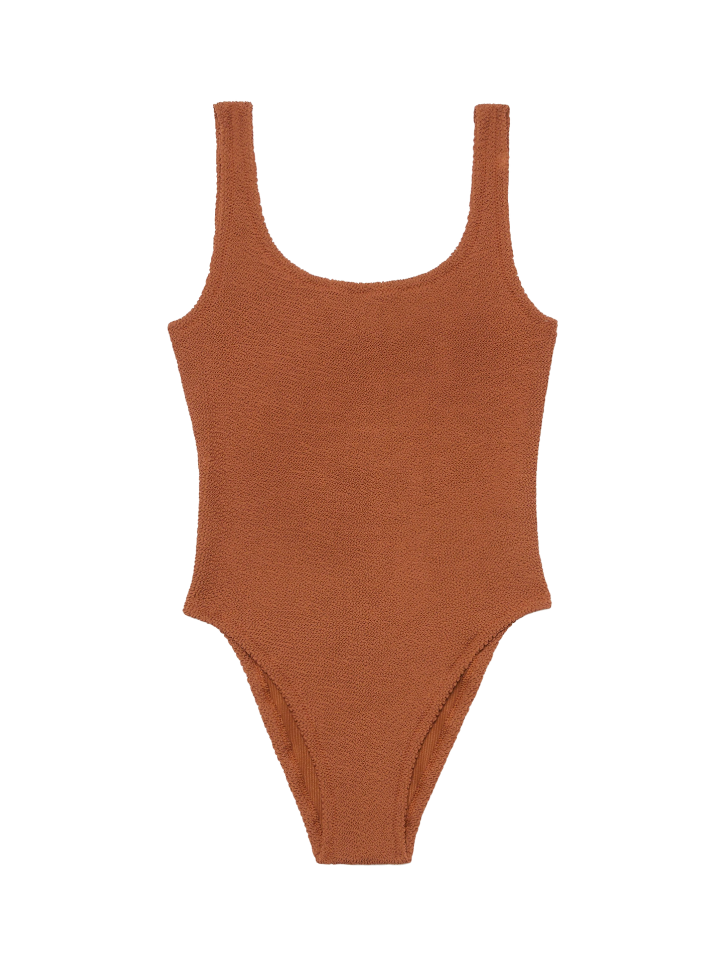 Lora camel brown crinkle one-piece swimsuit - MC2 Saint Barth
