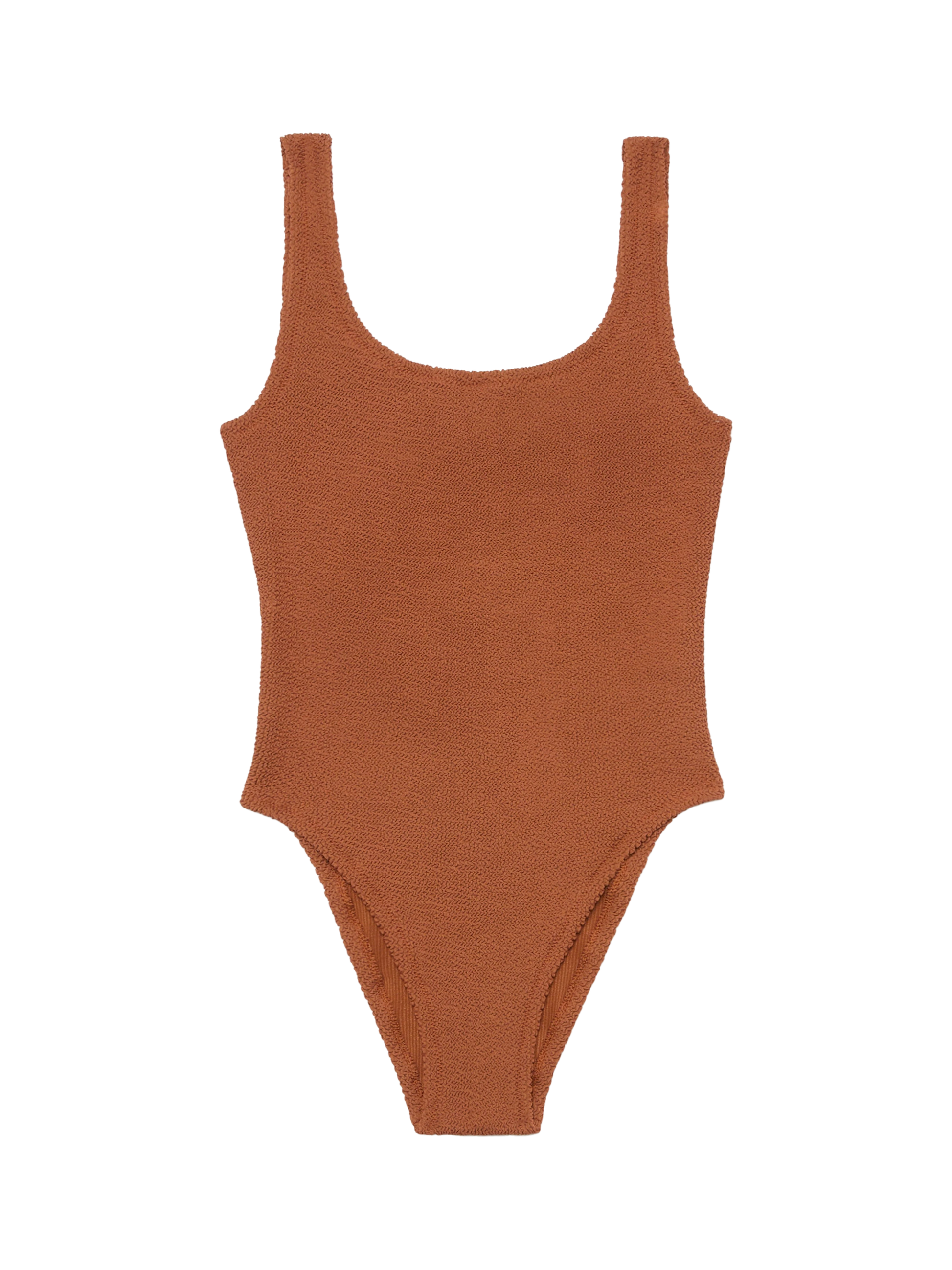 Lora camel brown crinkle one-piece swimsuit - MC2 Saint Barth
