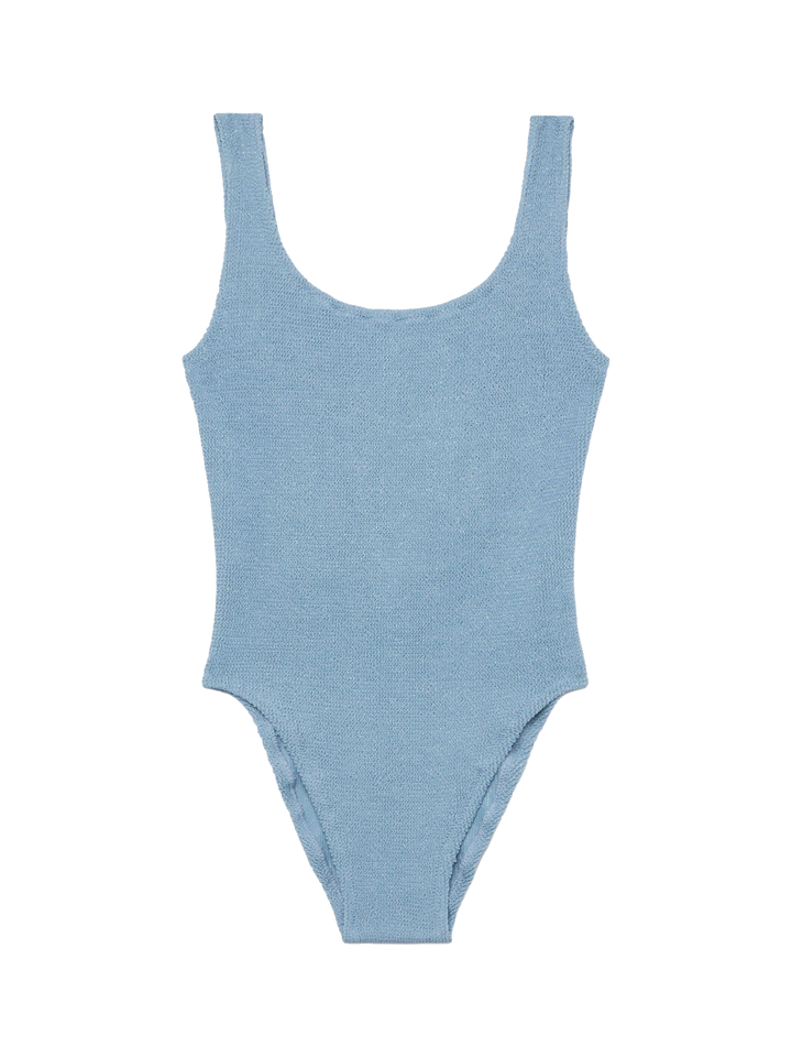 Lora crinkle lurex avio blue one-piece swimsuit - MC2 Saint Barth