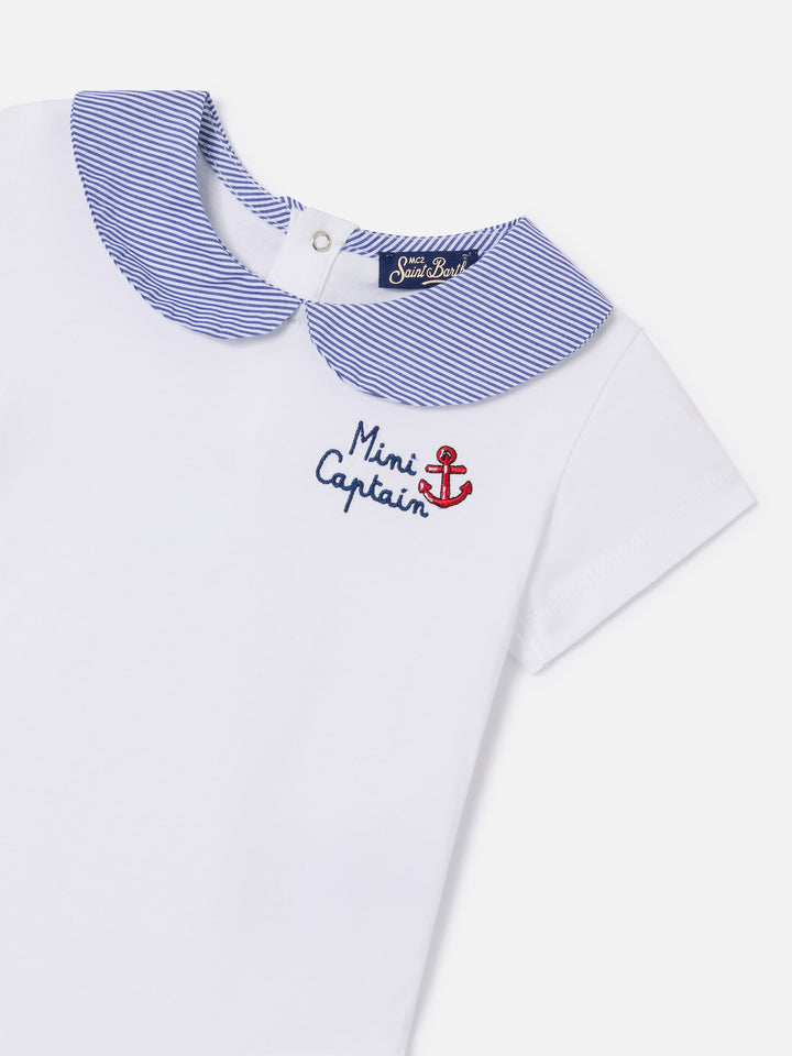 Lou organic cotton bodysuit with Mini Captain embroidery