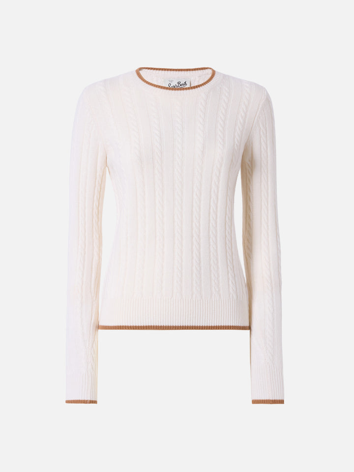 Laroche cable-knit sweater in wool with St. Barth embroidery
