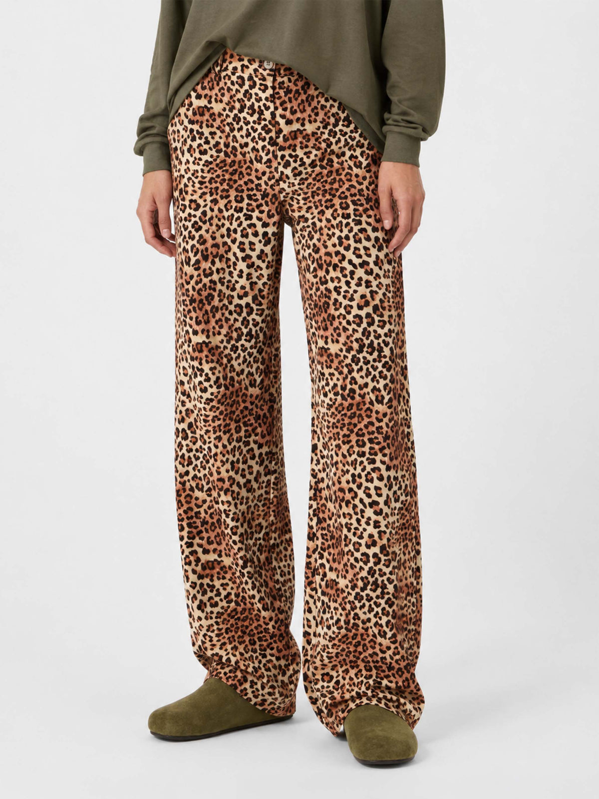Pantaloni Lisbeth in velluto a coste stampa leopardata