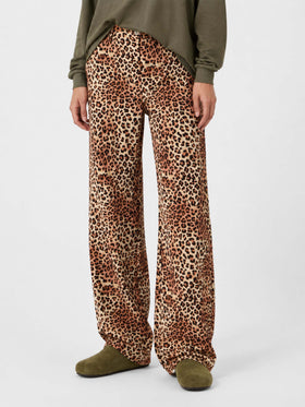 Pantaloni Lisbeth in velluto a coste stampa leopardata