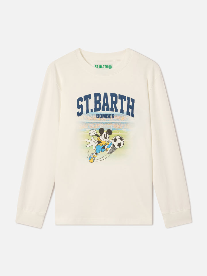 T-shirt à manches longues Luton blanc en coton biologique avec imprimé Mickey Mouse | Special edition 