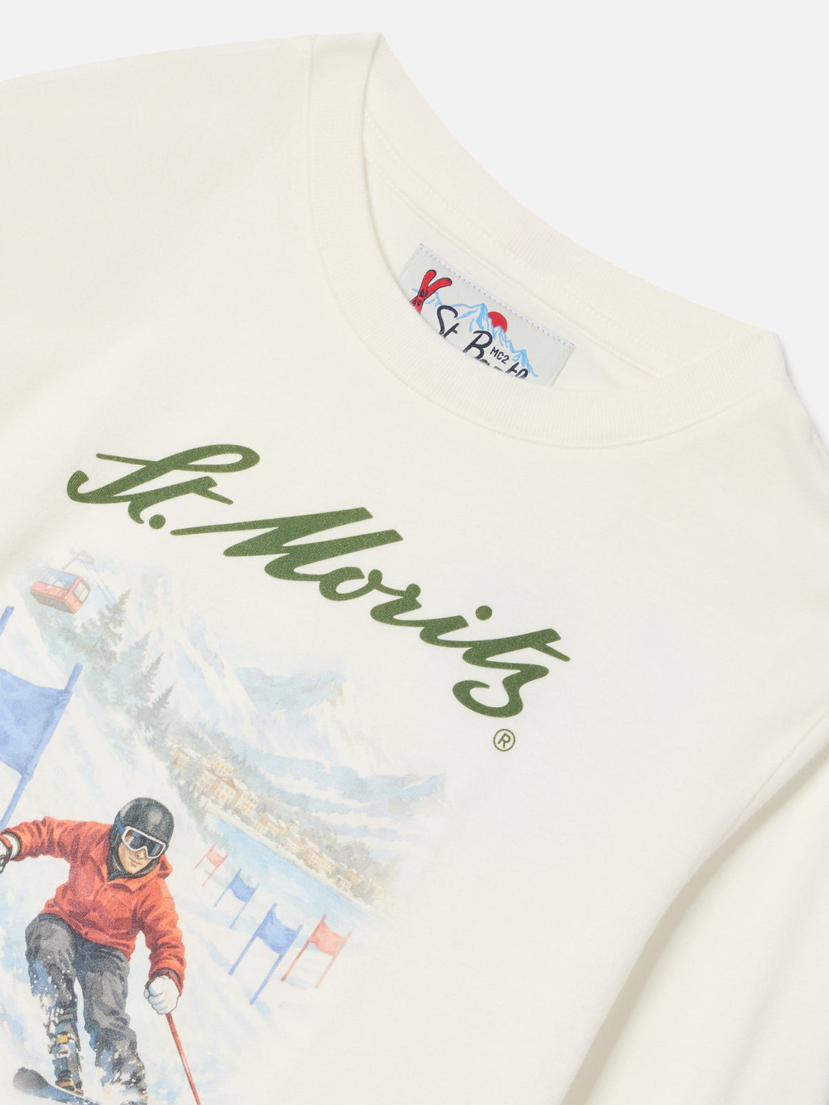 Camiseta de manga larga White Luton de algodón orgánico con estampado St. Moritz | Special edition 