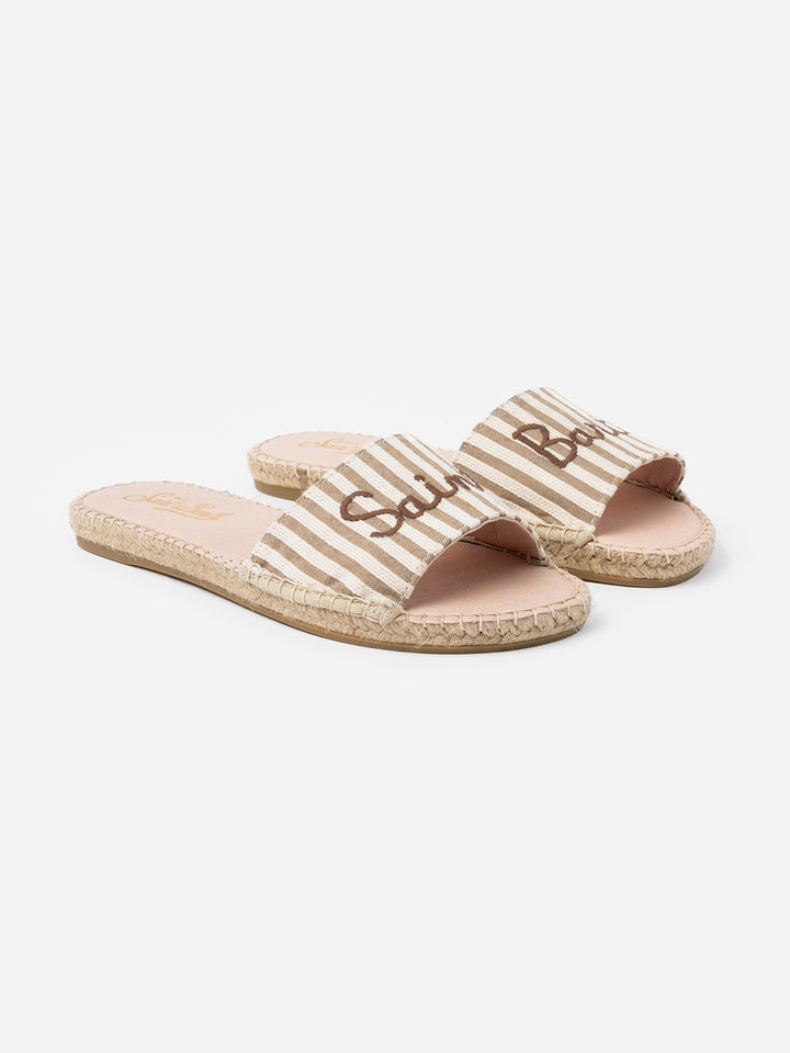 Damen-Espadrillas-Pantoletten Luz mit Saint-Barth-Stickerei