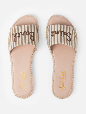 Damen-Espadrillas-Pantoletten Luz mit Saint-Barth-Stickerei