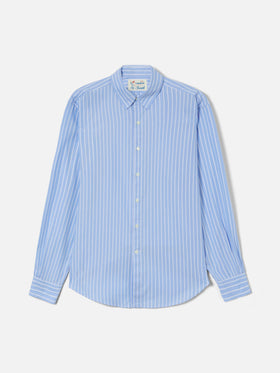 Light blue striped Levanzo shirt in pure cotton