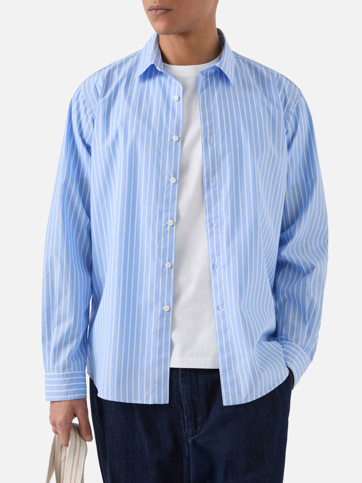 Light blue striped Levanzo shirt in pure cotton