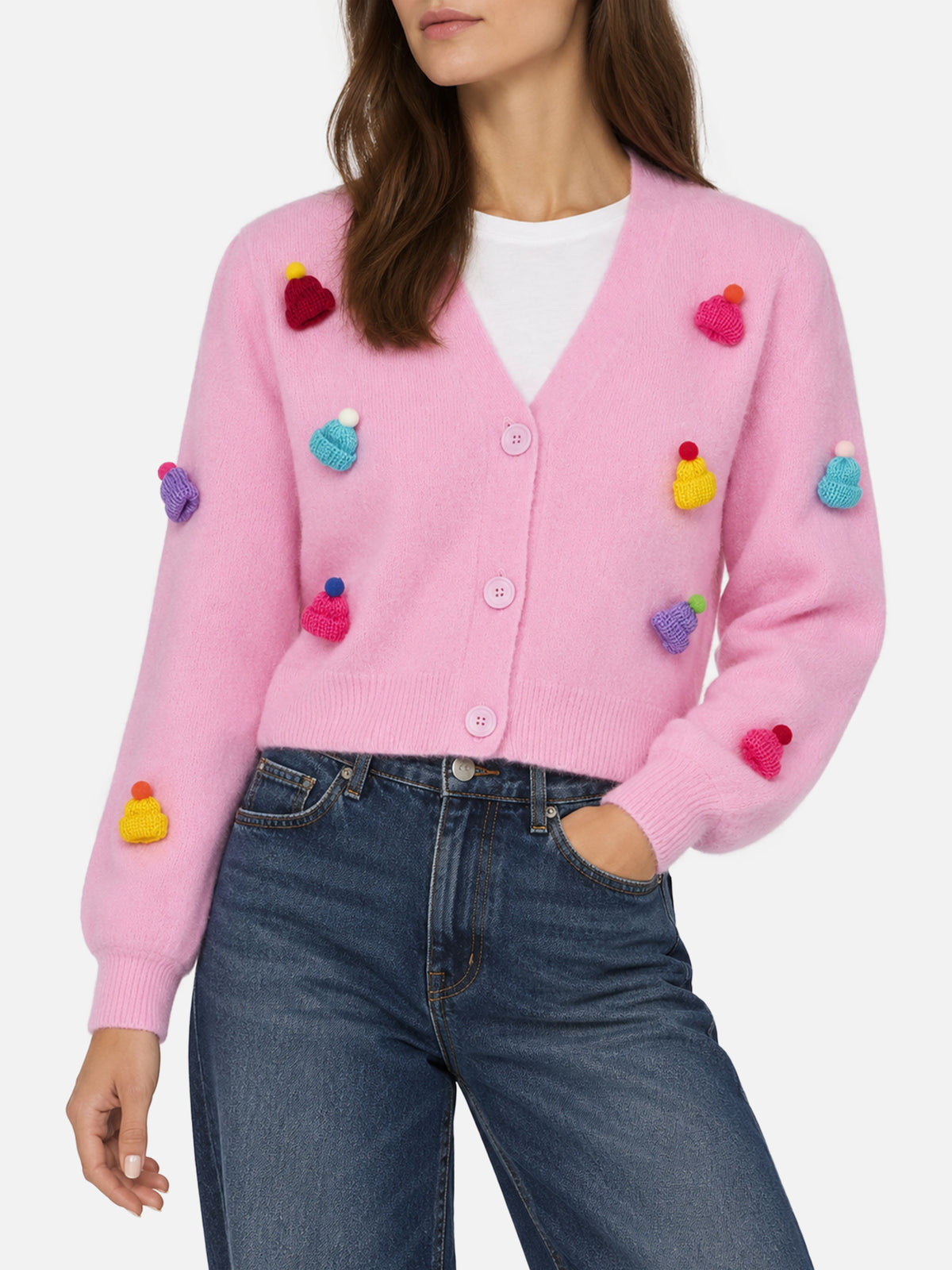 Lyza Soft cardigan court avec cœurs au crochet 