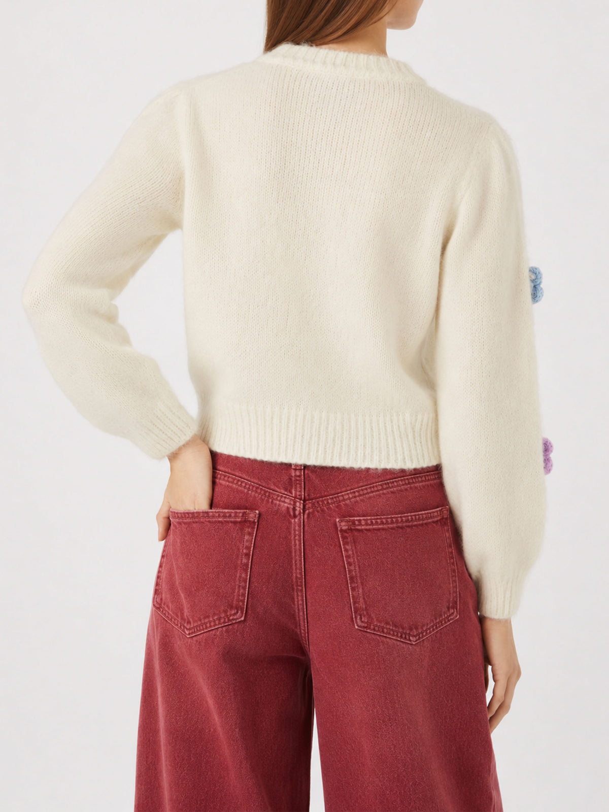Cardigan cropped Lyza Soft avec applications de marguerites 