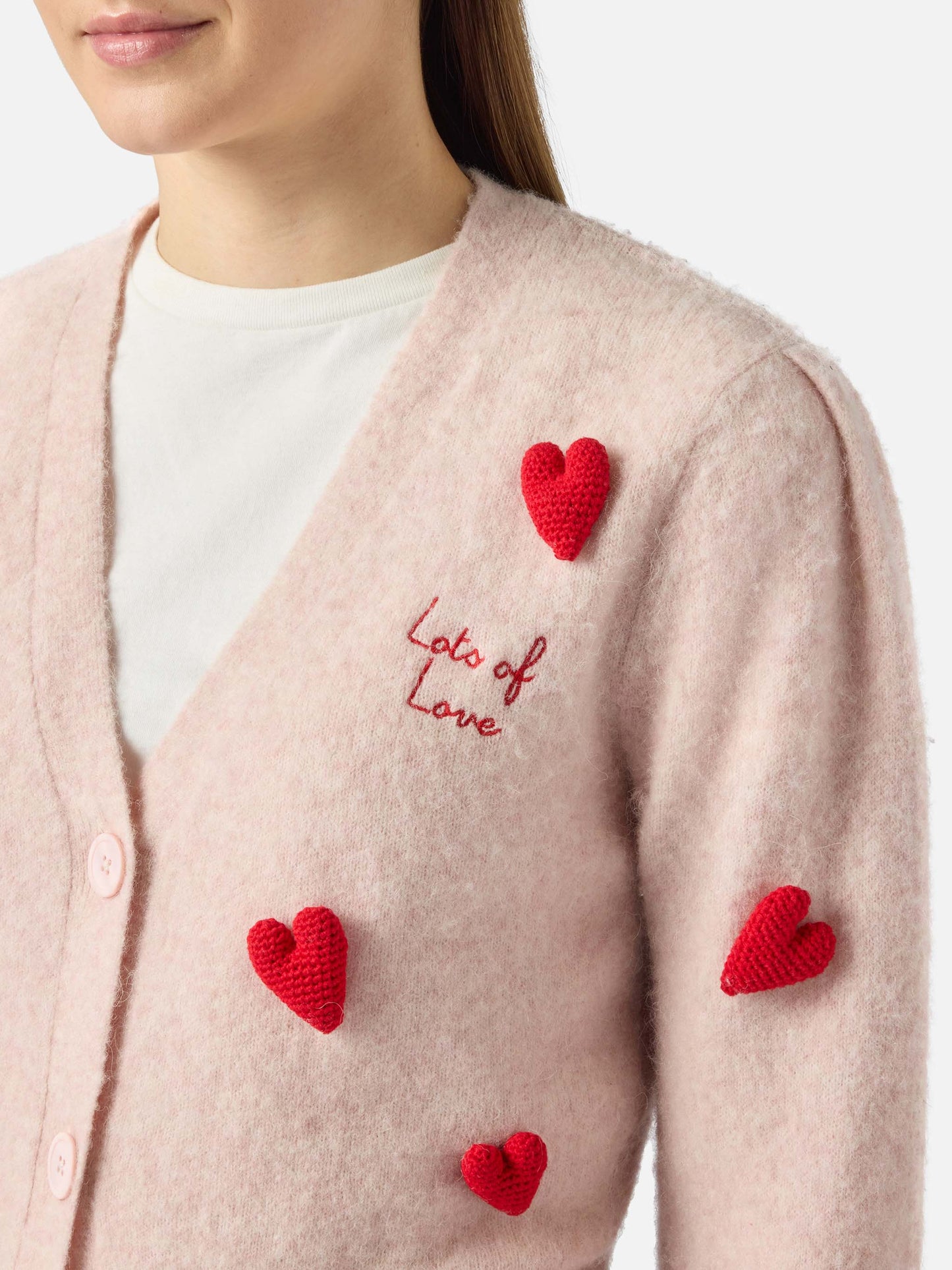 Cardigan crop garzato da donna con maniche a sbuffo