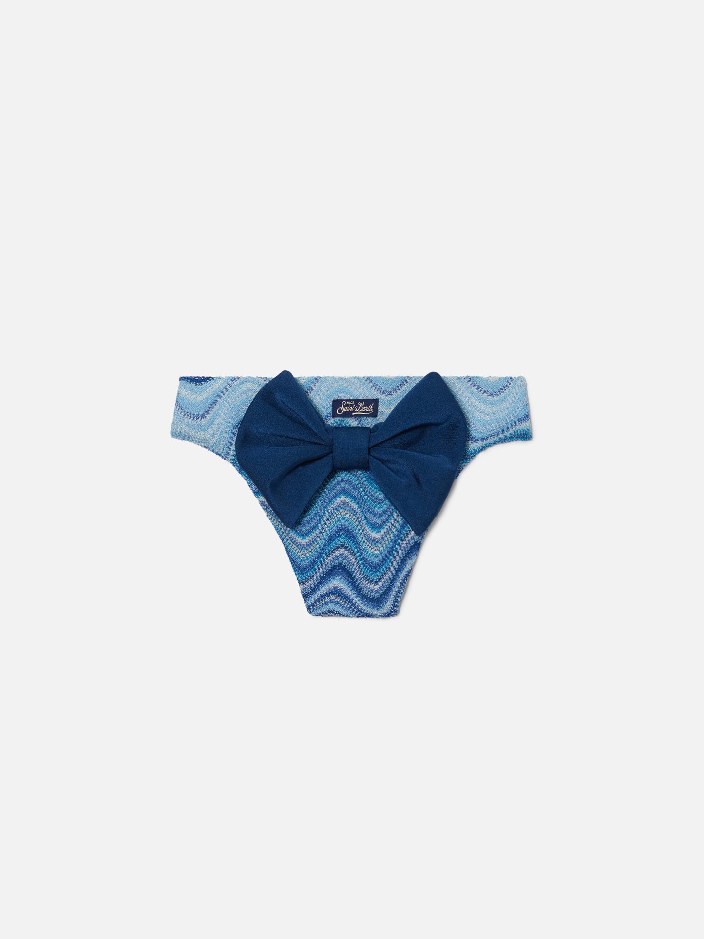 Madame raschel swim briefs with wave motif in shades of blue