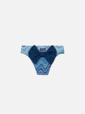 Madame raschel swim briefs with wave motif in shades of blue