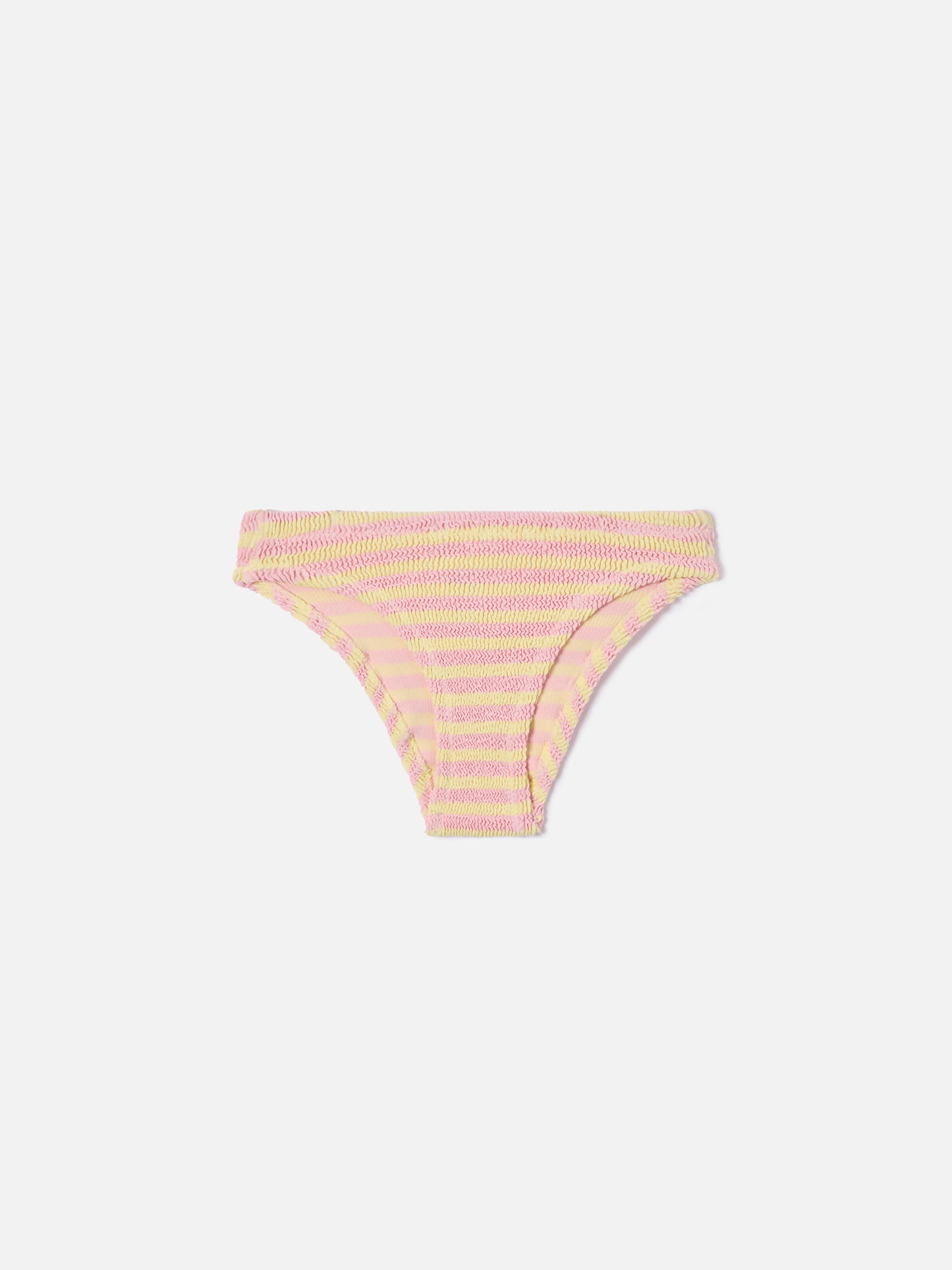 Madame crinkle striped swim briefs in pink and yellow