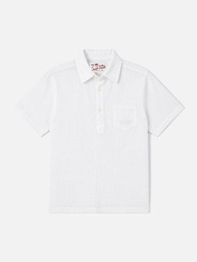 Polo en gasa de algodón blanco Madeira 