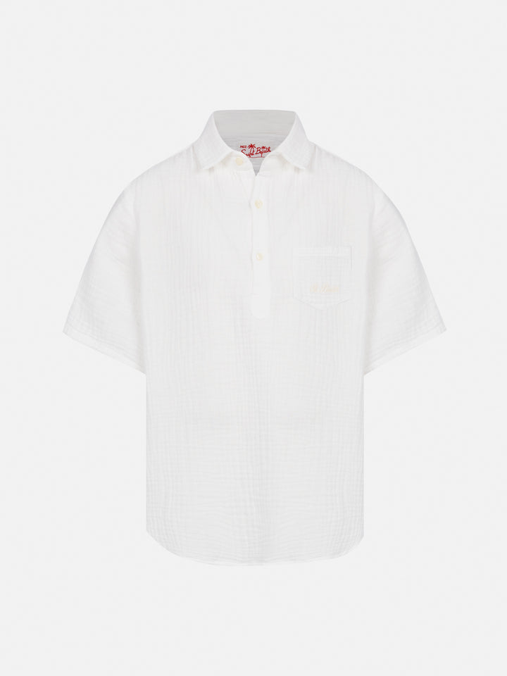 White cotton gauze polo shirt Madeira - MC2 Saint Barth