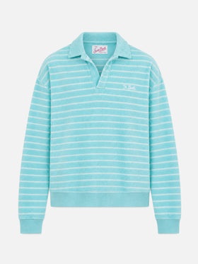 Sweat-shirt rayé en éponge bleu clair Magda 