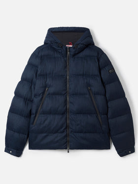 Marineblaue Steppjacke aus Flanell mit Kapuze für Herren von Maier