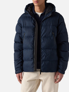 Marineblaue Steppjacke aus Flanell mit Kapuze für Herren von Maier