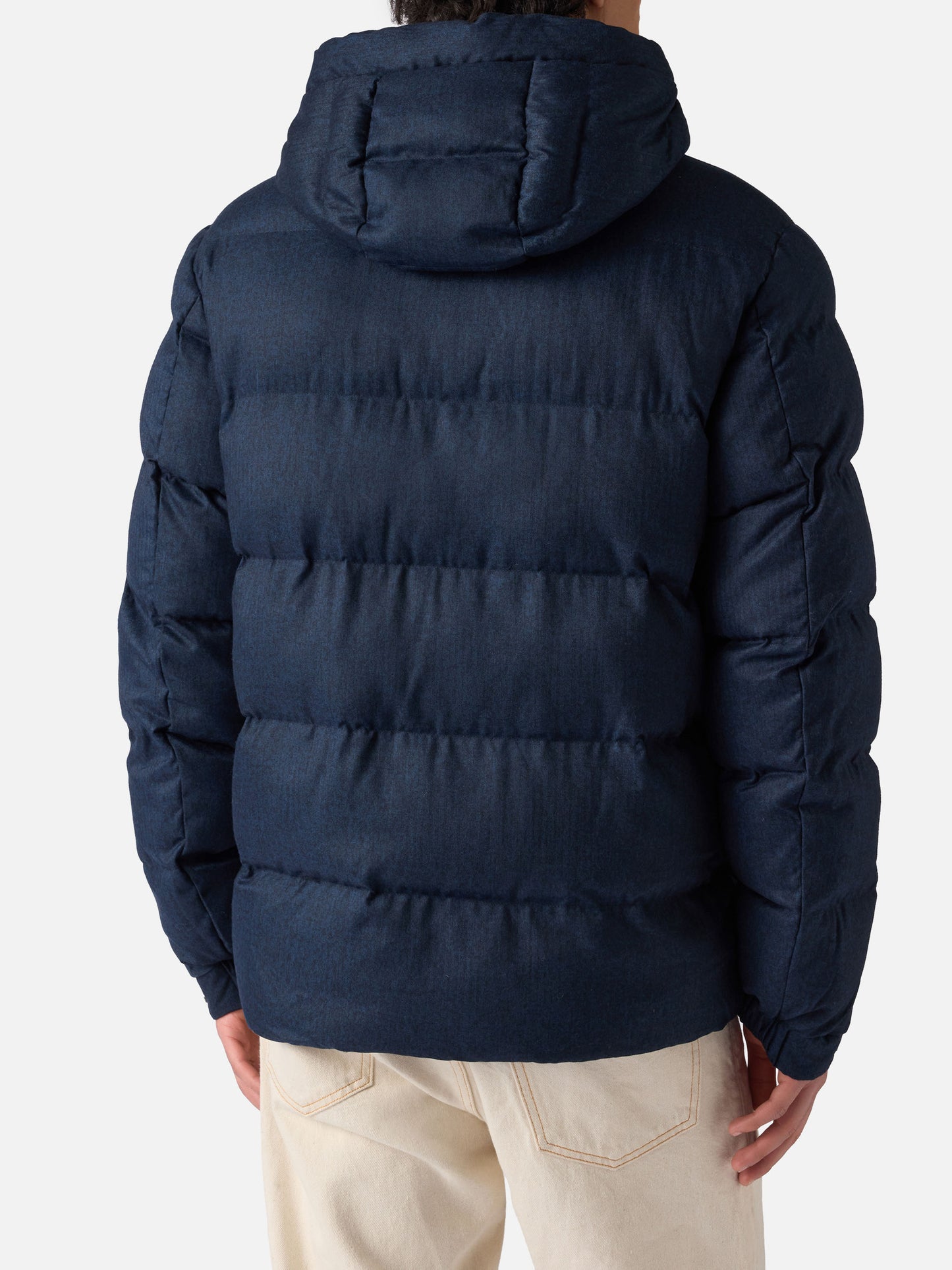 Marineblaue Steppjacke aus Flanell mit Kapuze für Herren von Maier