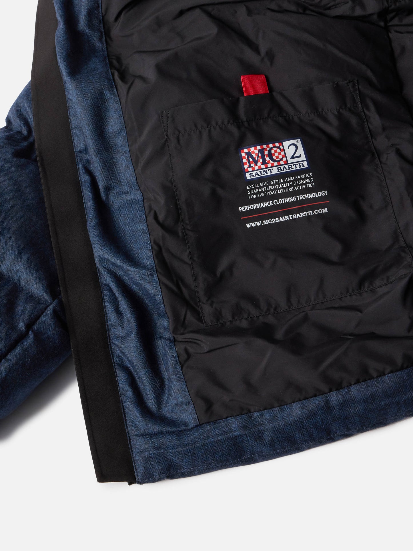 Marineblaue Steppjacke aus Flanell mit Kapuze für Herren von Maier