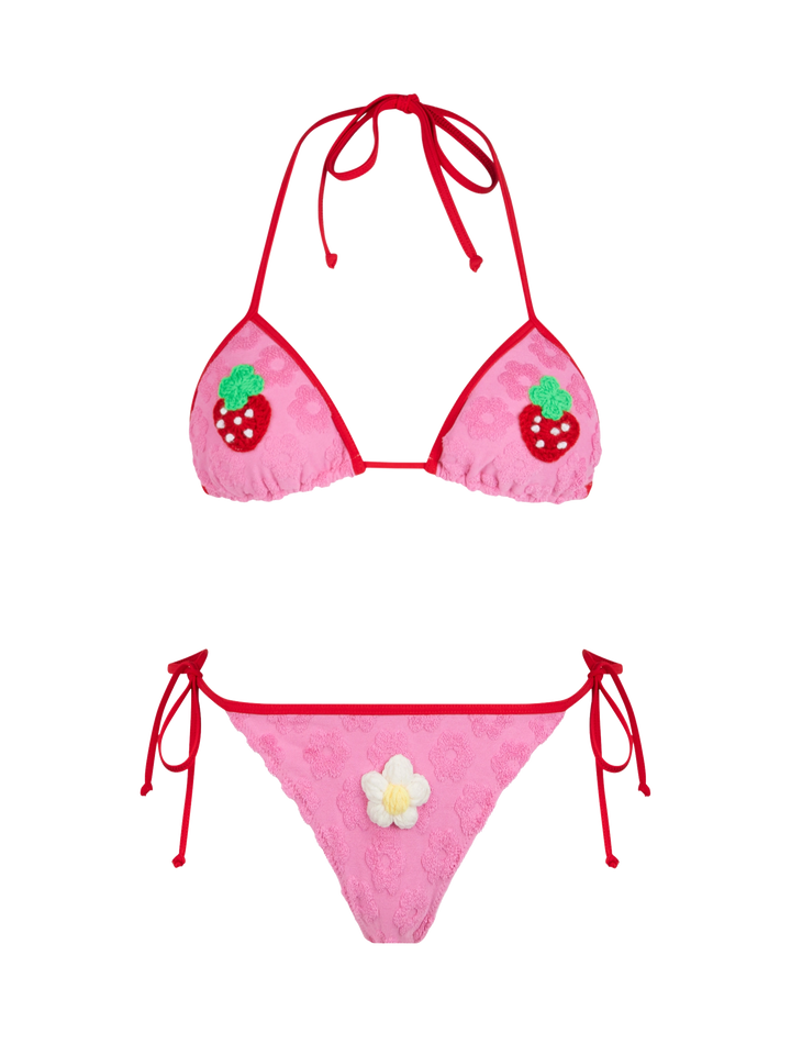 Damen-Triangel-Bikini Maleah aus Frottee mit Prägung und Patches | BEEPY BELLA SPECIAL EDITION