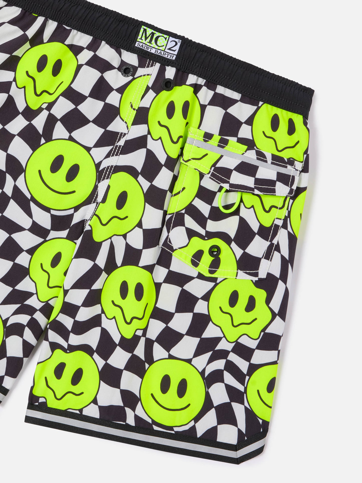 Lange Badeshorts für Jungen mit Groovy-Smile-Muster 