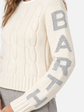 Maglione Malmo a girocollo in maglia intrecciata bianco con dettagli lurex