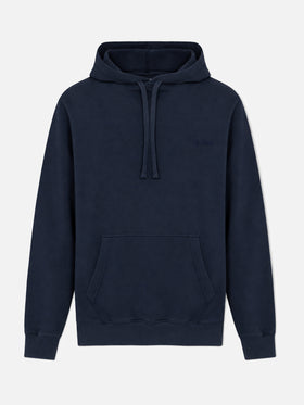 Navy blue Manhattan hooded sweatshirt with logo embroidery